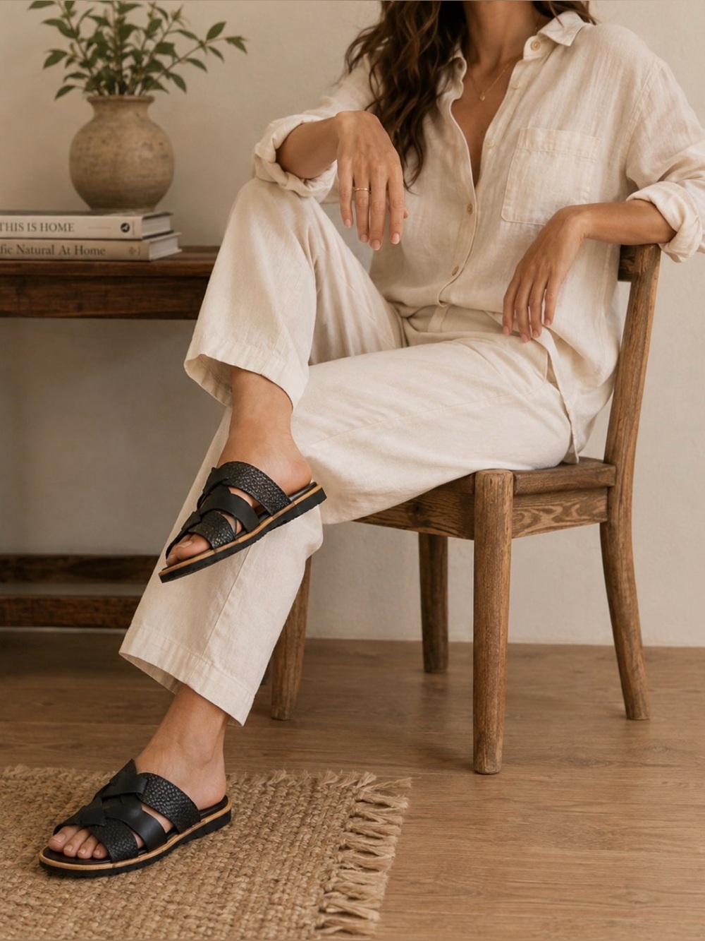 Sorel Black leather Ella Slide